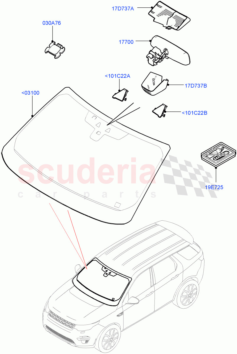 Windscreen/Inside Rear View Mirror (Changsu (China)) ((V) FROMFG000001) of Land Rover Land Rover Discovery Sport (2015+) [2.0 Turbo Petrol AJ200P]