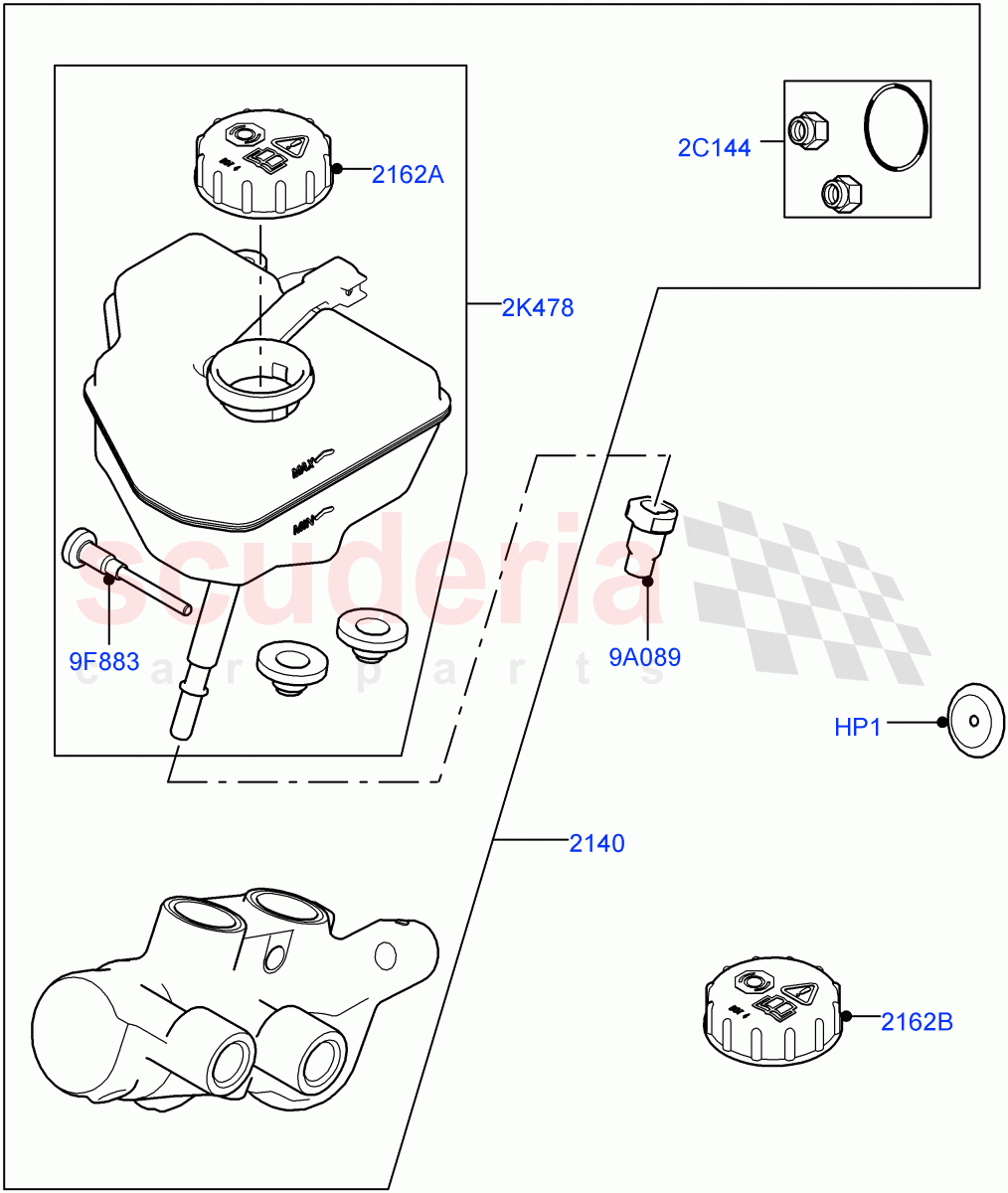 Master Cylinder - Brake System ((V) TOLA999999) of Land Rover Land Rover Range Rover Velar (2017+) [2.0 Turbo Diesel AJ21D4]