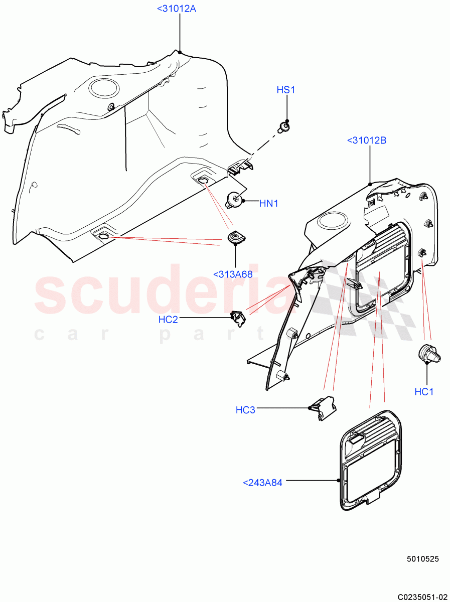 Side Trim (Luggage Compartment) (3 Door, Halewood (UK), 5 Door) of Land Rover Land Rover Range Rover Evoque (2012-2018) [2.2 Single Turbo Diesel]