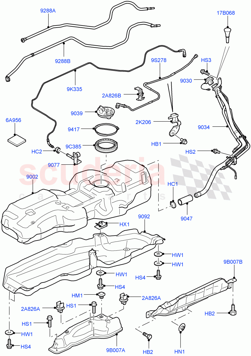 Fuel Tank & Related Parts (3.0 V6 Diesel) ((V) FROMAA000001) of Land Rover Land Rover Discovery 4 (2010-2016) [3.0 Diesel 24V DOHC TC]