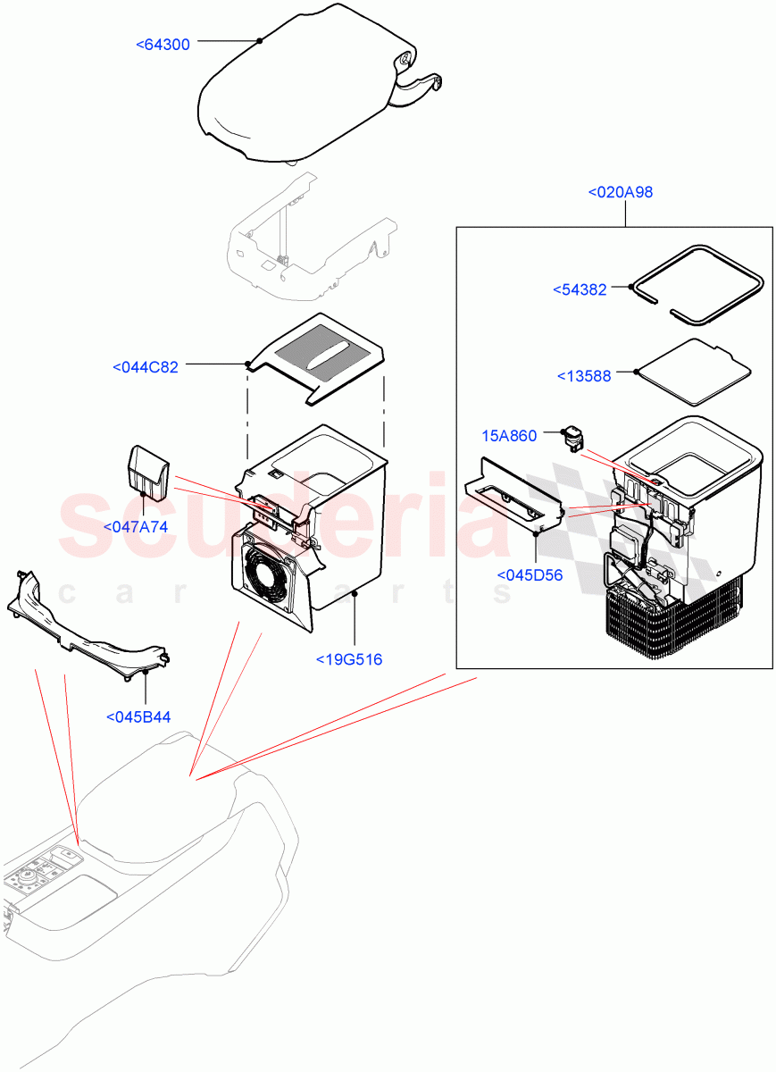 Console - Floor (Front, For Stowage Boxes And Lids) of Land Rover Land Rover Range Rover Sport (2014+) [3.0 Diesel 24V DOHC TC]