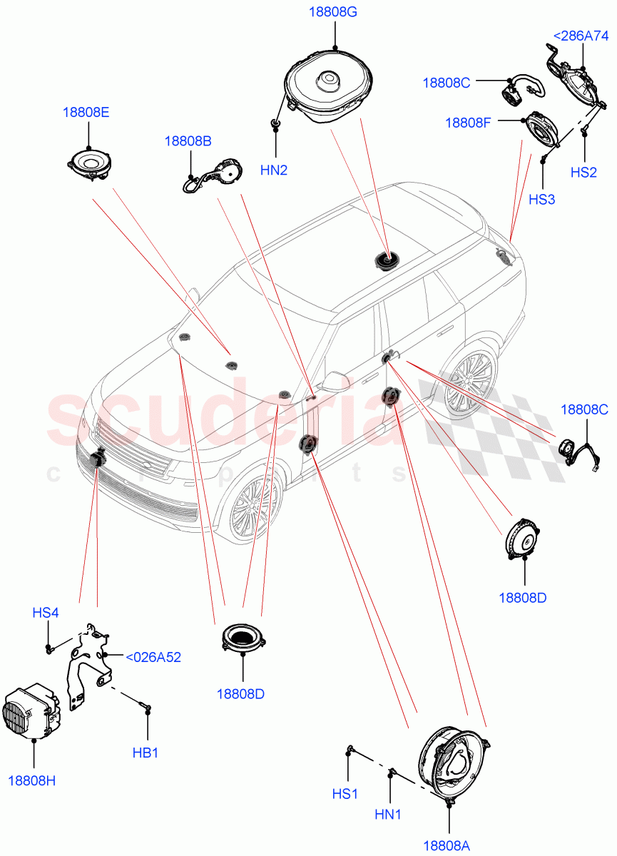 Speakers (Hi Line Audio System - 600 W) of Land Rover Land Rover Range Rover (2022+) [3.0 I6 Turbo Diesel AJ20D6]