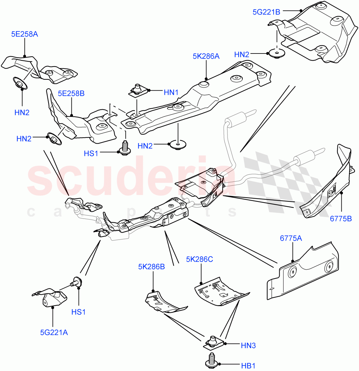 Heat Shields - Exhaust System (3.6L V8 32V DOHC EFi Diesel Lion) ((V) FROMAA000001) of Land Rover Land Rover Range Rover Sport (2010-2013) [3.6 V8 32V DOHC EFI Diesel]