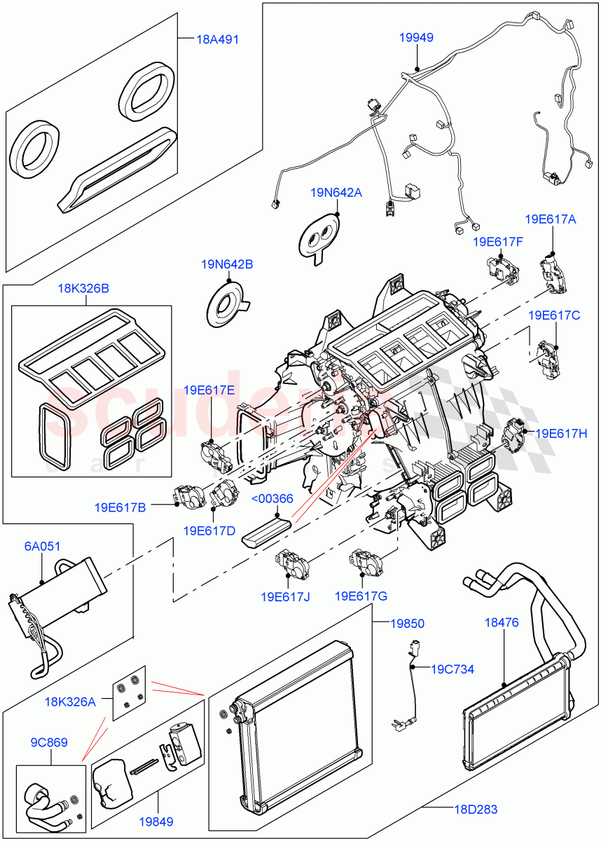 Heater/Air Cond.Internal Components (Heater Main Unit, Nitra Plant Build) ((V) FROMK2000001) of Land Rover Land Rover Discovery 5 (2017+) [2.0 Turbo Diesel]
