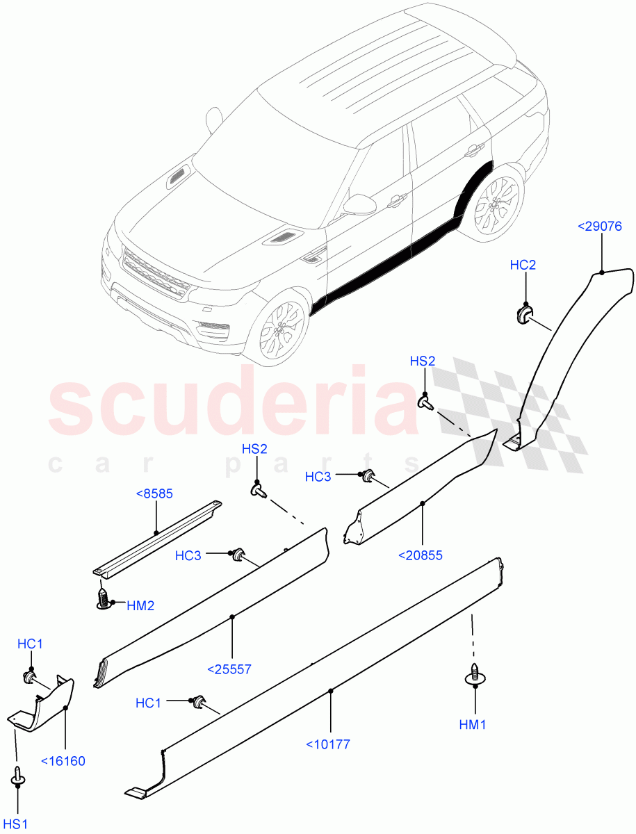 Body Mouldings (Version - Core, Non SVR) of Land Rover Land Rover Range Rover Sport (2014+) [4.4 DOHC Diesel V8 DITC]