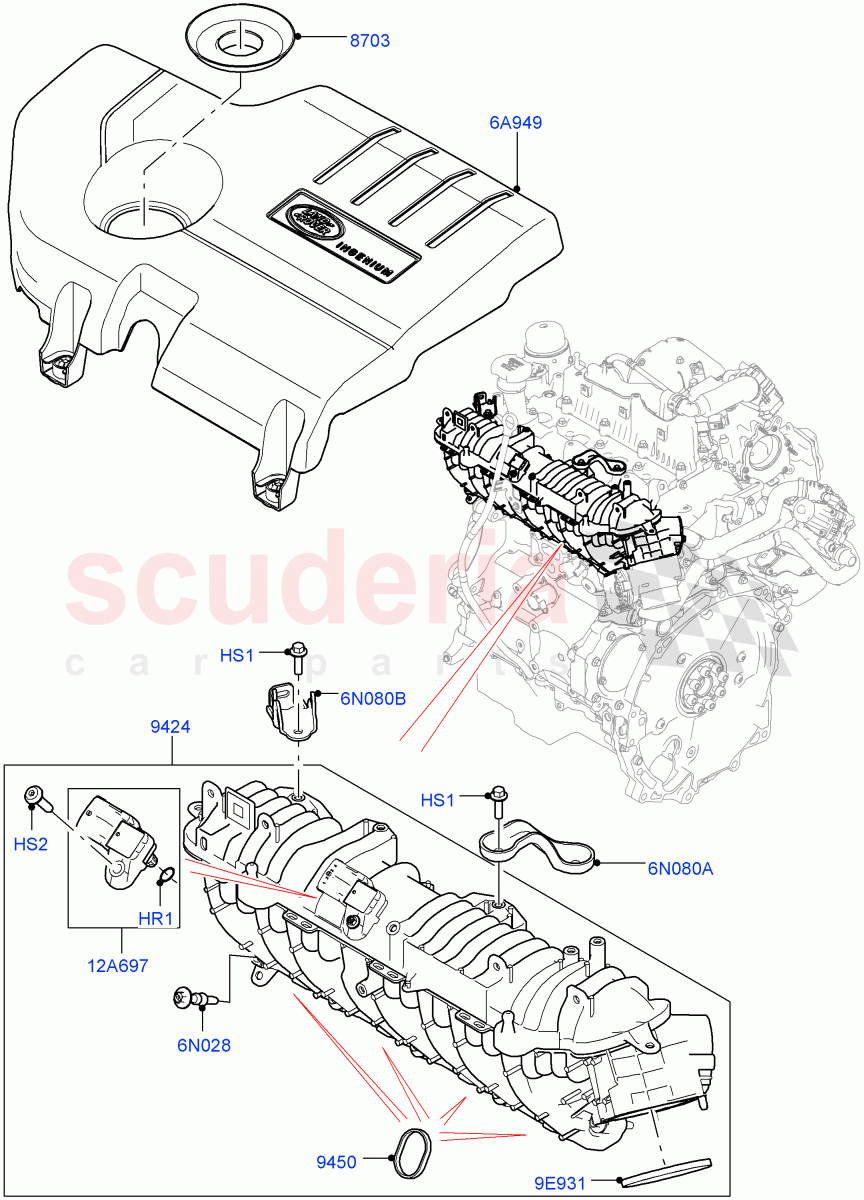 Inlet Manifold (2.0L I4 DSL MID DOHC AJ200, Halewood (UK)) of Land Rover Land Rover Range Rover Evoque (2012-2018) [2.0 Turbo Diesel]