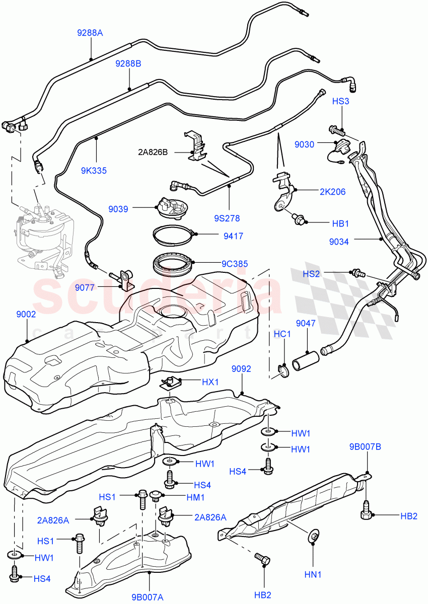 Fuel Tank & Related Parts (3.6L V8 32V DOHC EFi Diesel Lion) ((V) FROMAA000001) of Land Rover Land Rover Range Rover Sport (2010-2013) [3.6 V8 32V DOHC EFI Diesel]