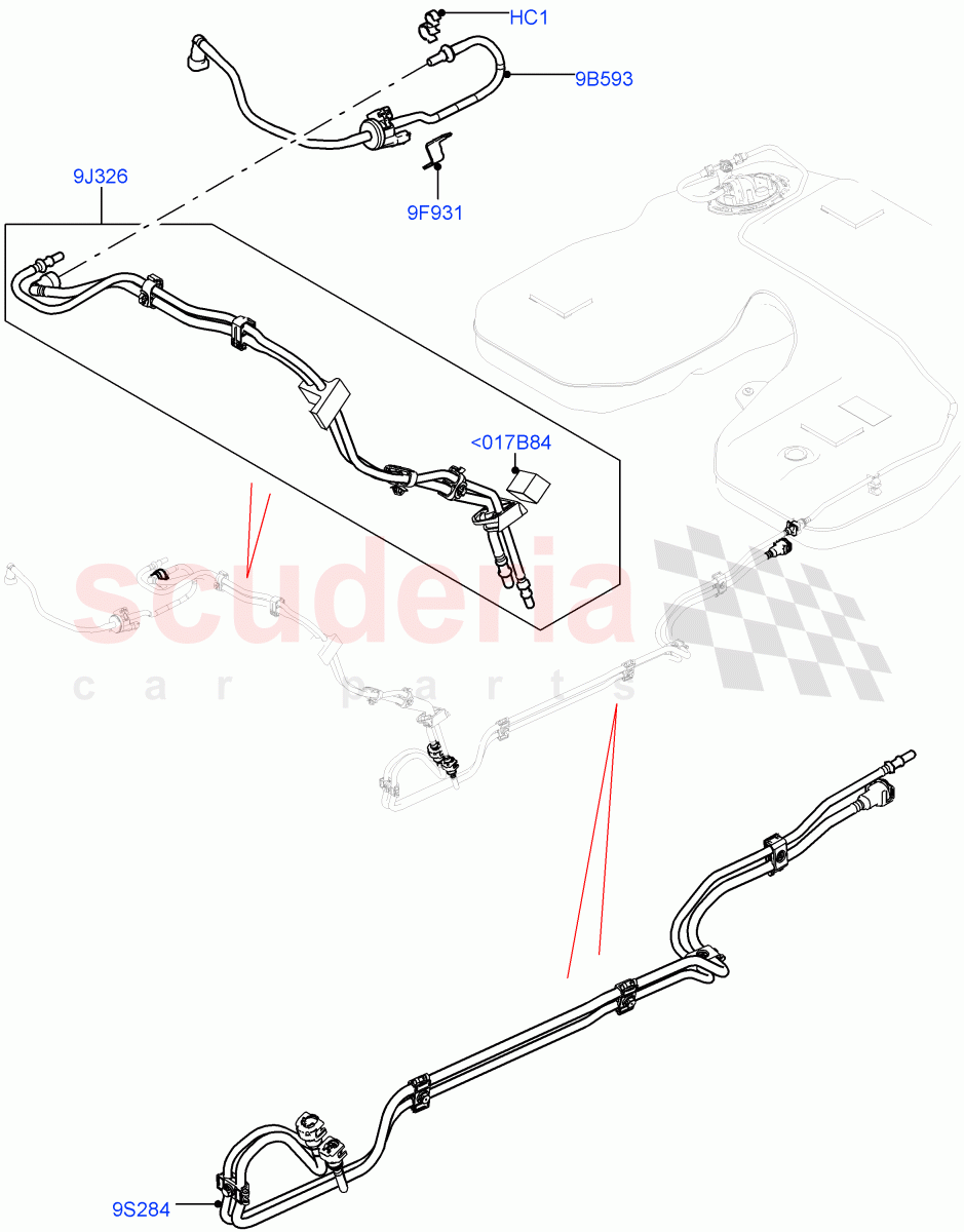 Fuel Lines (Front) (5.0L P AJ133 DOHC CDA S/C Enhanced, 5.0 Petrol AJ133 DOHC CDA) ((V) FROMEA000001) of Land Rover Land Rover Range Rover Sport (2014+) [5.0 OHC SGDI SC V8 Petrol]