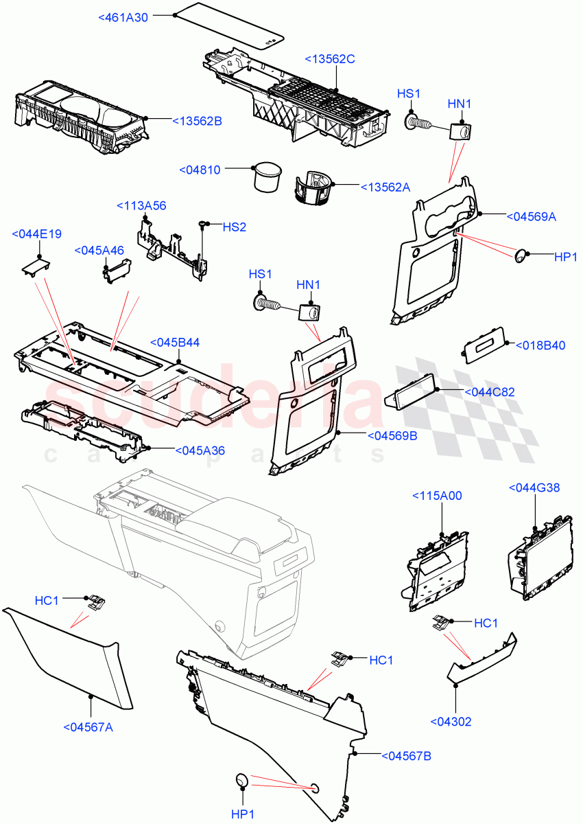 Console - Floor (External Components, Solihull Plant Build) ((V) FROMHA000001) of Land Rover Land Rover Discovery 5 (2017+) [3.0 Diesel 24V DOHC TC]