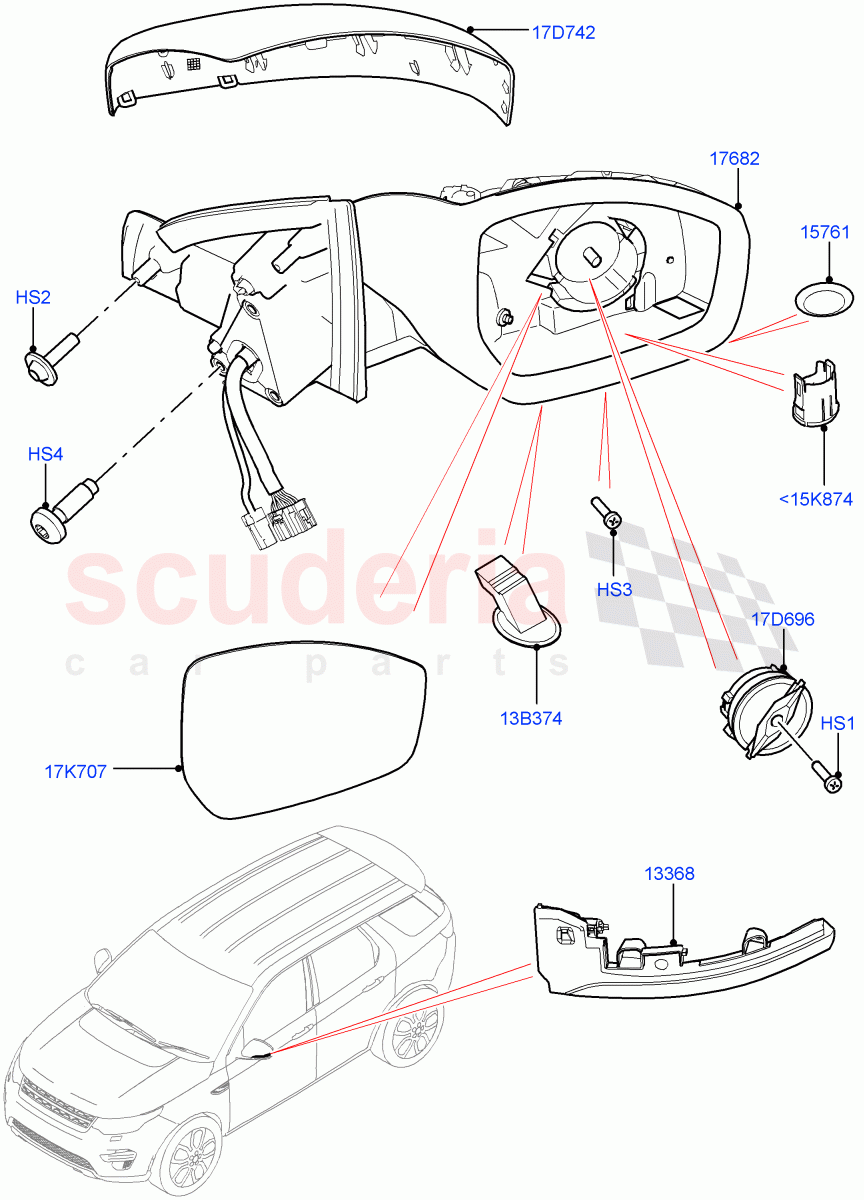 Exterior Rear View Mirror (Halewood (UK)) ((V) FROMLH000001) of Land Rover Land Rover Discovery Sport (2015+) [2.0 Turbo Petrol AJ200P]