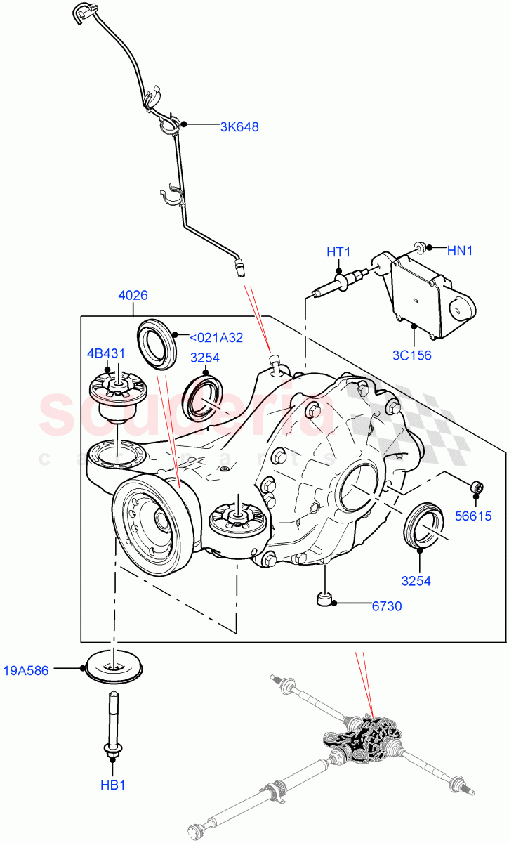 Rear Axle (3.0L DOHC GDI SC V6 PETROL, Rear Axle Open Diff w/TVBB, 3.0 V6 D Gen2 Twin Turbo, Rear Axle Open Style Differential) ((V) TOLA999999) of Land Rover Land Rover Range Rover Velar (2017+) [2.0 Turbo Diesel]