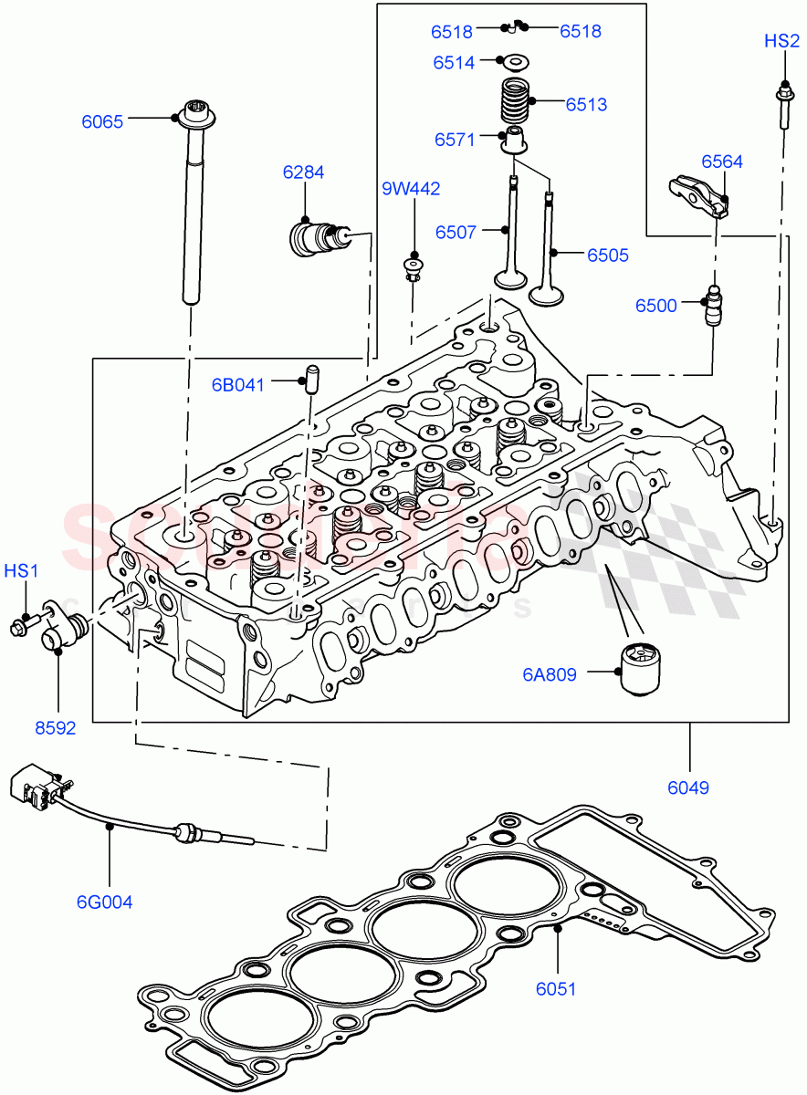 Cylinder Head (Solihull Plant Build) (2.0L I4 DSL HIGH DOHC AJ200, 2.0L I4 DSL MID DOHC AJ200) ((V) FROMHA000001) of Land Rover Land Rover Range Rover Sport (2014+) [2.0 Turbo Diesel]