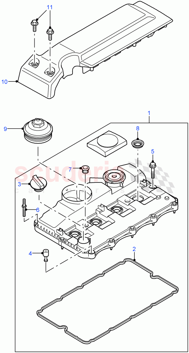 Cylinder Head Cover (2.4L Duratorq-TDCi HPCR (140PS) -Puma) ((V) FROM7A000001, (V) TOBA999999) of Land Rover Land Rover Defender (2007-2016)