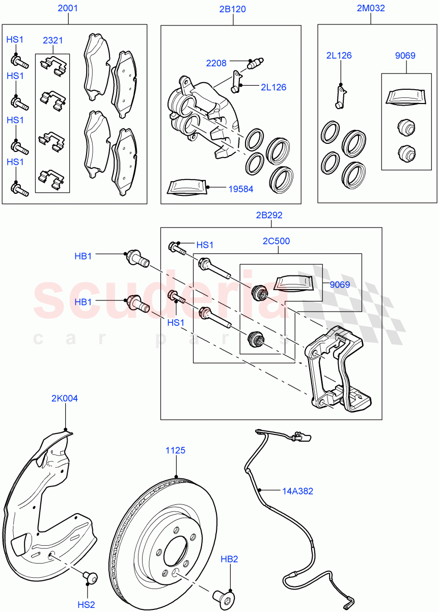 Front Brake Discs And Calipers (With Four Corner Air Suspension) ((V) FROMDA000001, (V) TODA999999) of Land Rover Land Rover Discovery 4 (2010-2016) [3.0 DOHC GDI SC V6 Petrol]