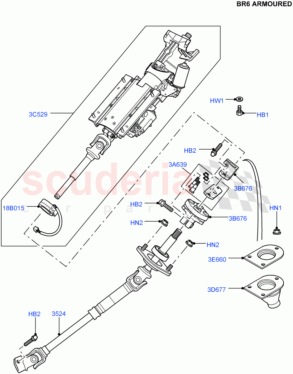 Steering Column (With B6 Level Armouring) ((V) FROMAA000001) of Land Rover Land Rover Range Rover (2010-2012) [3.6 V8 32V DOHC EFI Diesel]