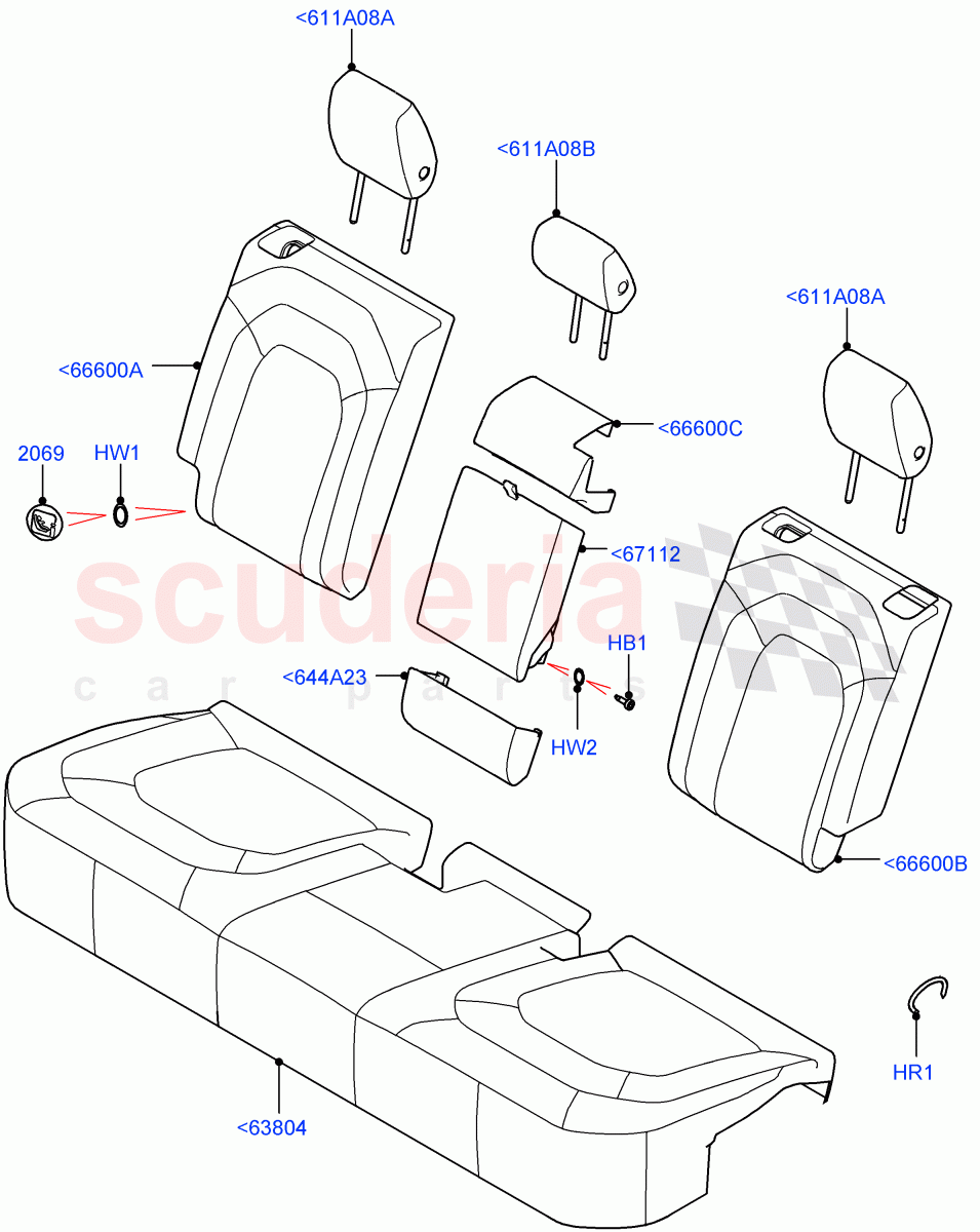 Rear Seat Covers (Taurus Leather, Rr Seat 40/20/40 Fixed Cushion) ((V) FROMP2000001) of Land Rover Land Rover Defender (2020+) [2.0 Turbo Petrol AJ200P]