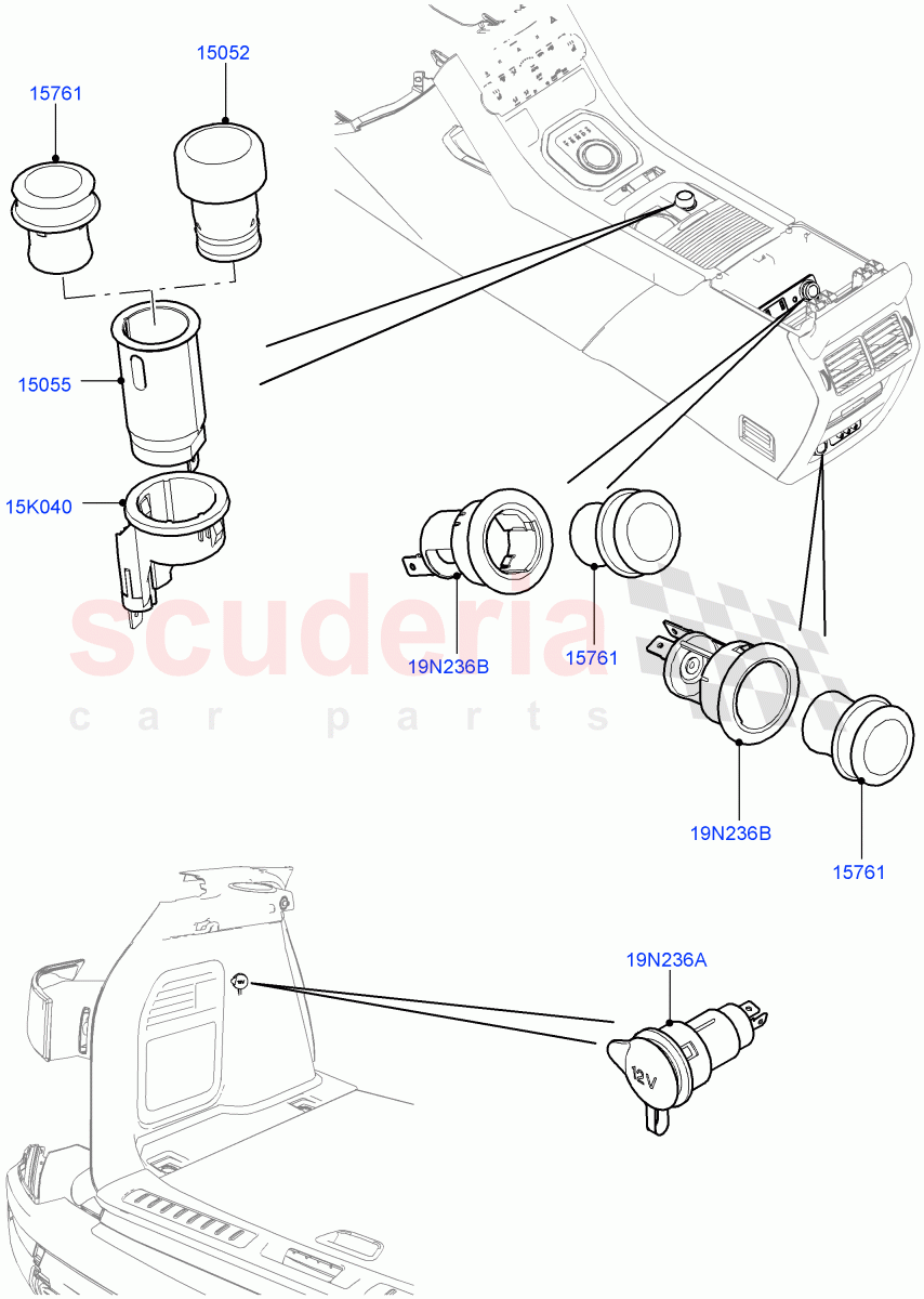 Auxiliary Electrical Power Points (Halewood (UK)) of Land Rover Land Rover Range Rover Evoque (2012-2018) [2.2 Single Turbo Diesel]