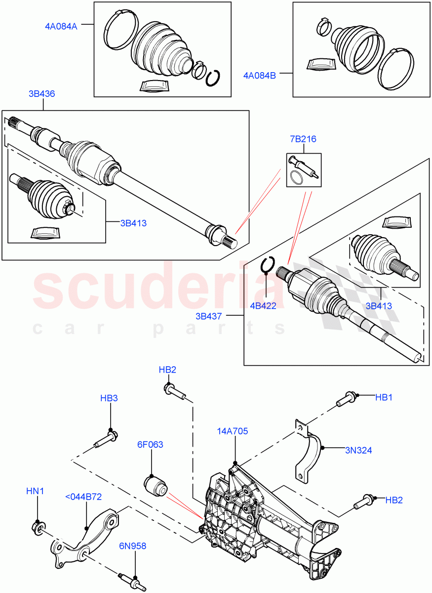 Drive Shaft - Front Axle Drive (1.5L AJ20P3 Petrol High PHEV, Changsu (China), 1.5L AJ20P3 Petrol High) ((V) FROMKG446857) of Land Rover Land Rover Discovery Sport (2015+) [2.2 Single Turbo Diesel]