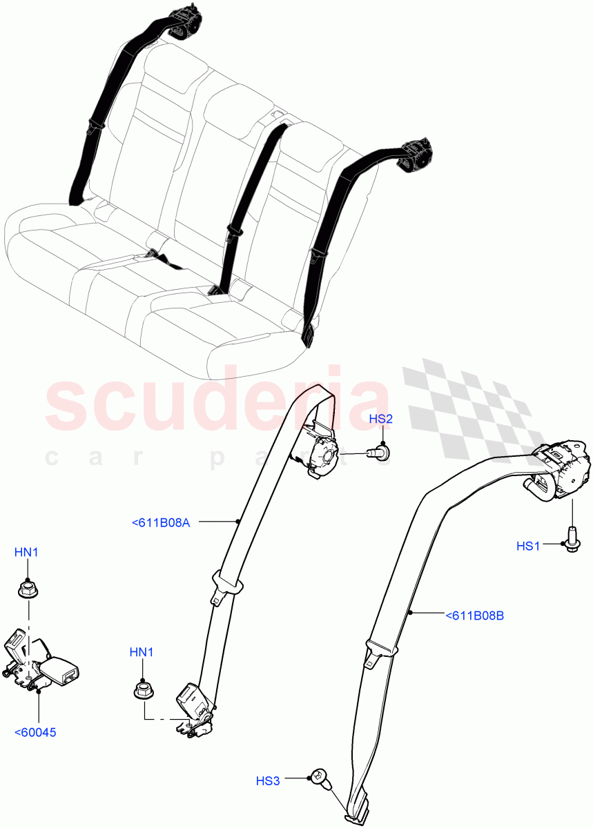 Rear Seat Belts (Changsu (China)) of Land Rover Land Rover Range Rover Evoque (2019+) [2.0 Turbo Diesel]