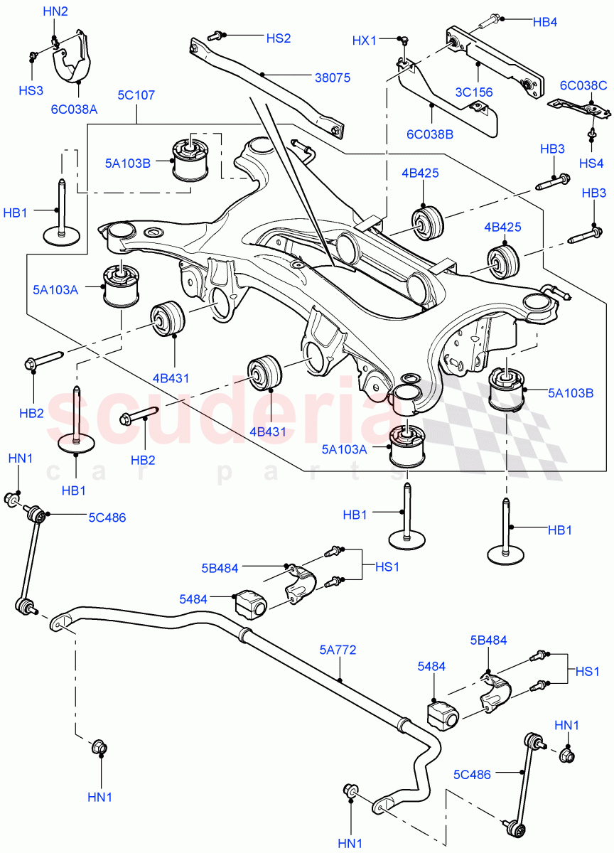 Rear Cross Member & Stabilizer Bar (Itatiaia (Brazil)) ((V) FROMGT000001) of Land Rover Land Rover Range Rover Evoque (2012-2018) [2.0 Turbo Petrol GTDI]