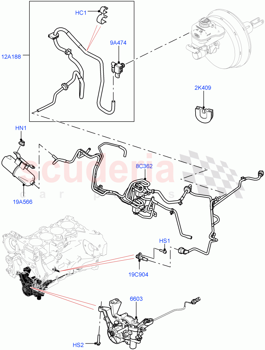 Vacuum Control And Air Injection (Solihull Plant Build) (2.0L I4 DSL HIGH DOHC AJ200, LHD) ((V) FROMHA000001) of Land Rover Land Rover Range Rover Sport (2014+) [2.0 Turbo Diesel]