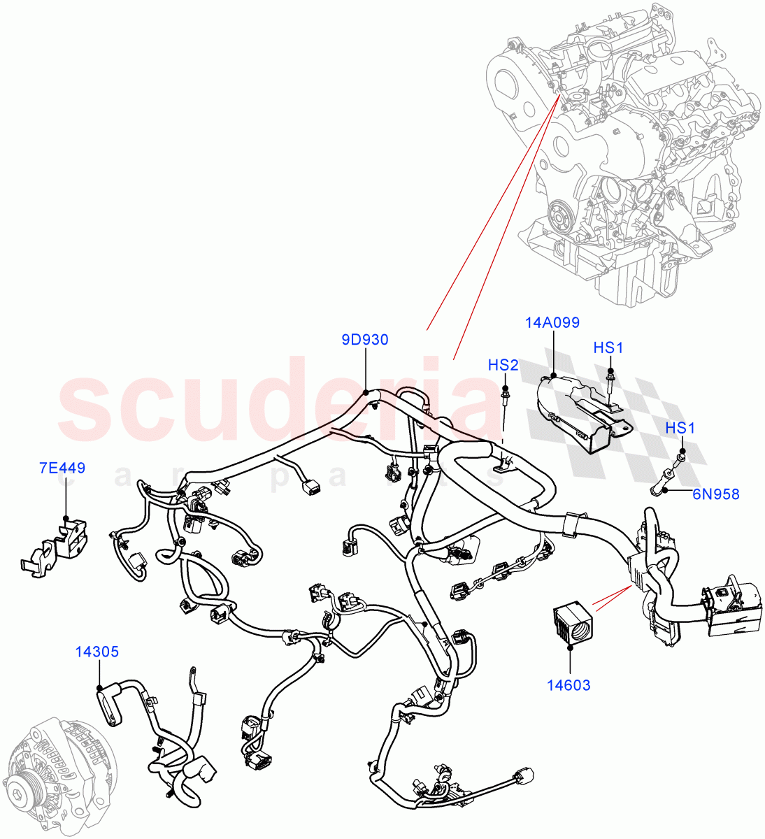 Engine Harness (Solihull Plant Build) (3.0 V6 Diesel) ((V) FROMHA000001) of Land Rover Land Rover Discovery 5 (2017+) [2.0 Turbo Diesel]