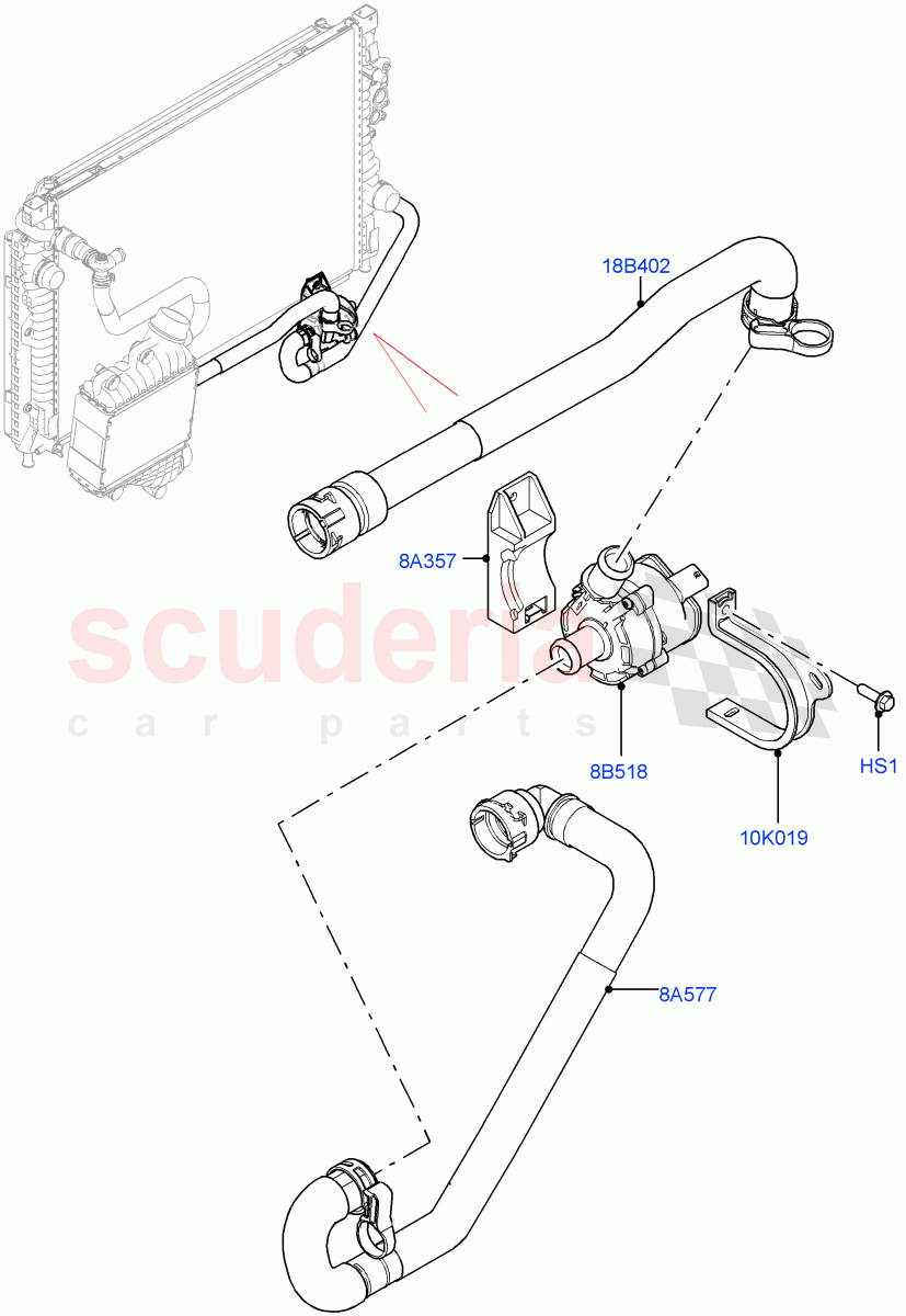 Water Pump (Auxillary Unit) (2.0L I4 Mid DOHC AJ200 Petrol, Itatiaia (Brazil), With Standard Engine Cooling System) ((V) FROMJT000001) of Land Rover Land Rover Range Rover Evoque (2012-2018) [2.0 Turbo Petrol AJ200P]
