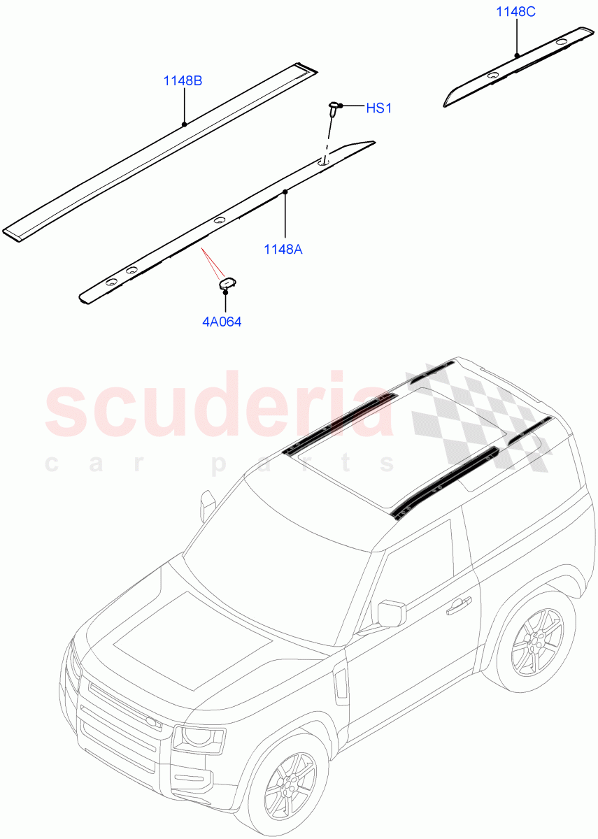 Roof, Finishers & Weatherstrips (Short Wheelbase) of Land Rover Land Rover Defender (2020+) [3.0 I6 Turbo Petrol AJ20P6]