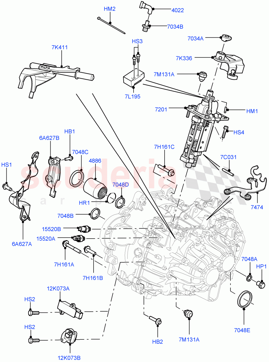 Manual Transmission External Cmpnts (6 Speed Manual Trans M66 - AWD, Halewood (UK), 6 Speed Manual Trans-JLR M66 2WD, 6-Speed Manual Transaxle - M66 2WD) ((V) TOFH999999) of Land Rover Land Rover Range Rover Evoque (2012-2018) [2.2 Single Turbo Diesel]