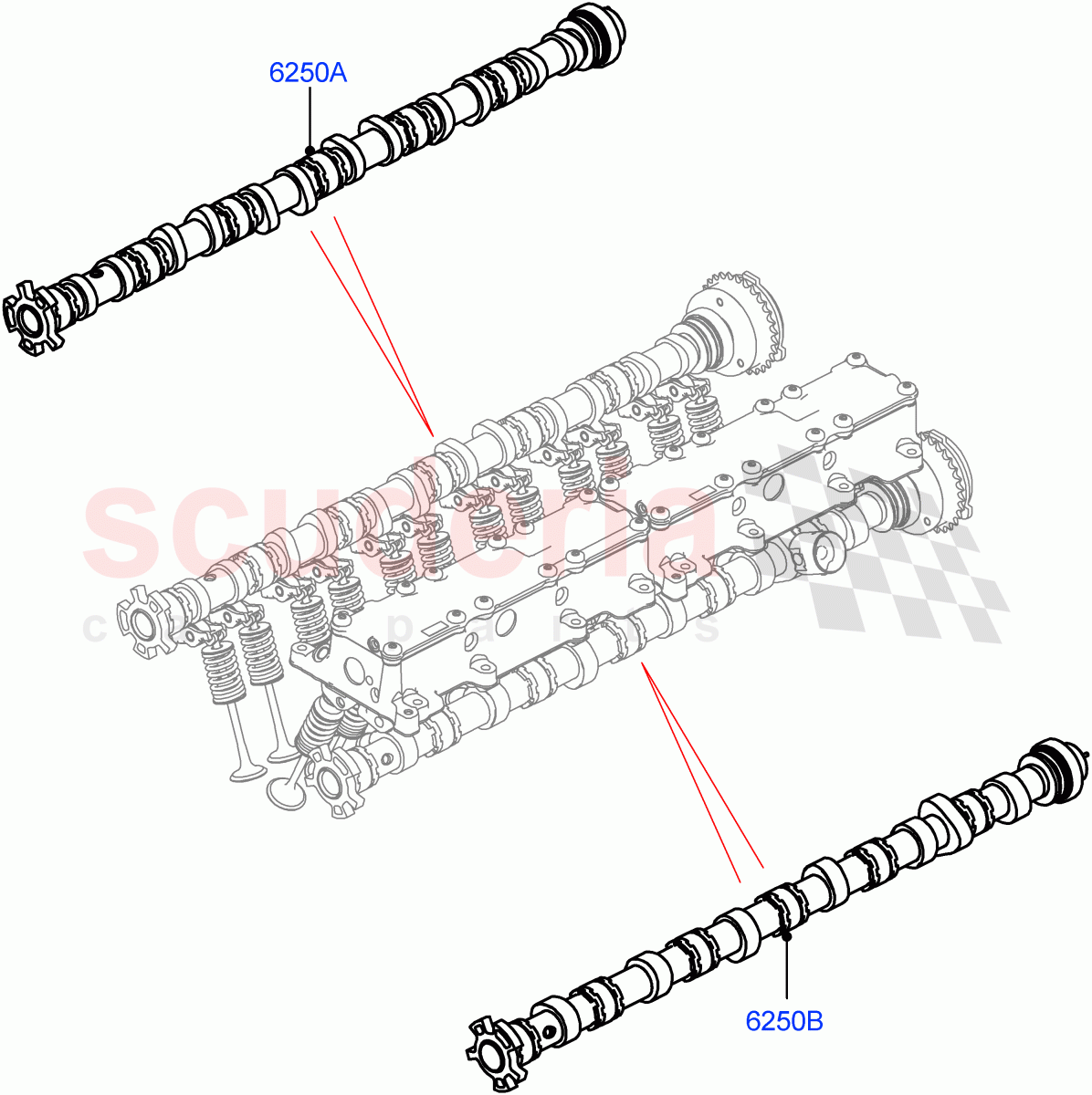 Camshaft (3.0L AJ20P6 Petrol High, 3.0L AJ20P6 Petrol PHEV) of Land Rover Land Rover Range Rover (2022+) [3.0 I6 Turbo Petrol AJ20P6]