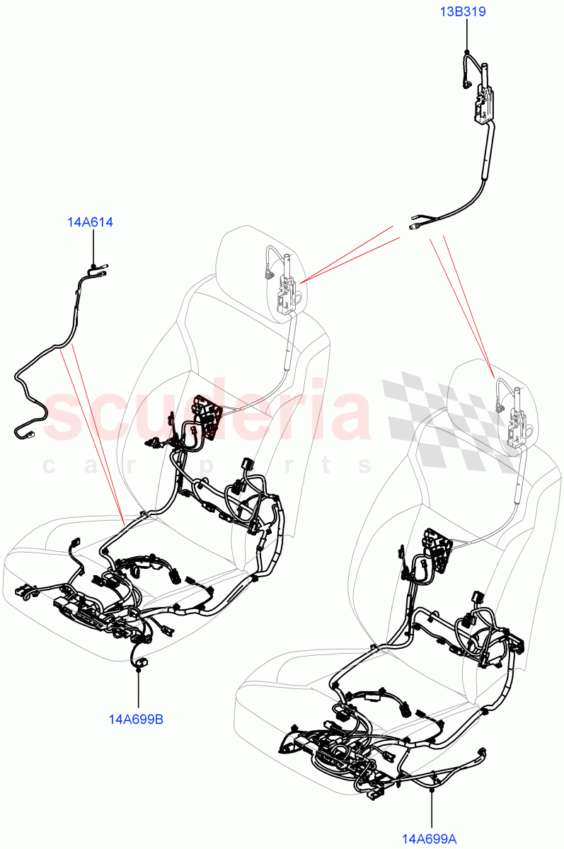 Wiring - Seats (Solihull Plant Build, Front Seats) ((V) FROMHA000001, (V) TOHA999999) of Land Rover Land Rover Discovery 5 (2017+) [2.0 Turbo Petrol AJ200P]