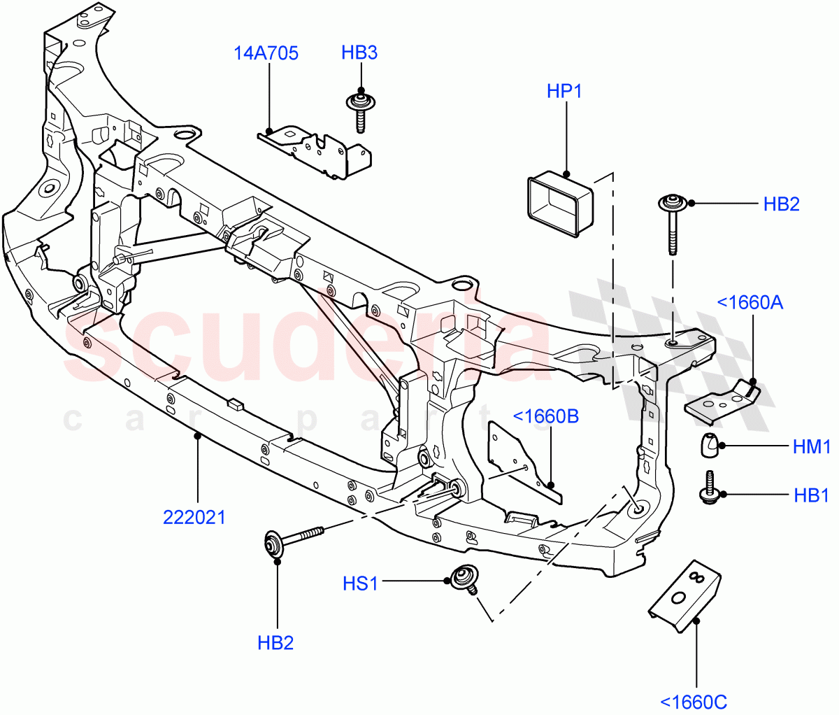 Front Panels, Aprons & Side Members (Front End Carrier) ((V) TO9A999999) of Land Rover Land Rover Range Rover Sport (2005-2009) [4.4 AJ Petrol V8]