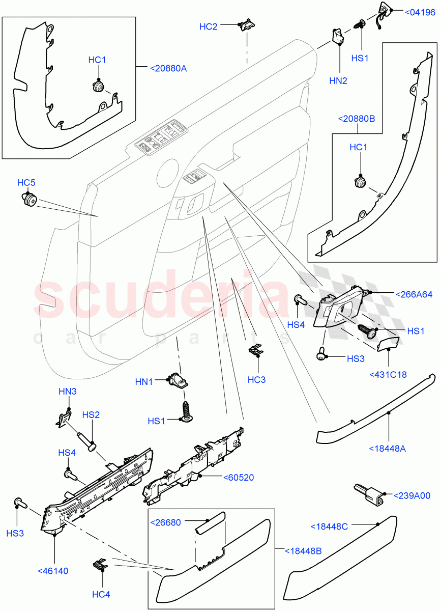 Front Door Trim Installation (Finishers And Mouldings) ((V) TOHA999999) of Land Rover Land Rover Range Rover (2012-2021) [3.0 I6 Turbo Diesel AJ20D6]