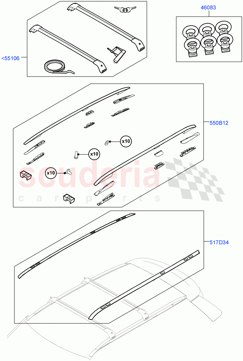 Roof Rails & Crossbars (Accessory) of Land Rover Land Rover Range Rover (2012-2021) [3.0 Diesel 24V DOHC TC]