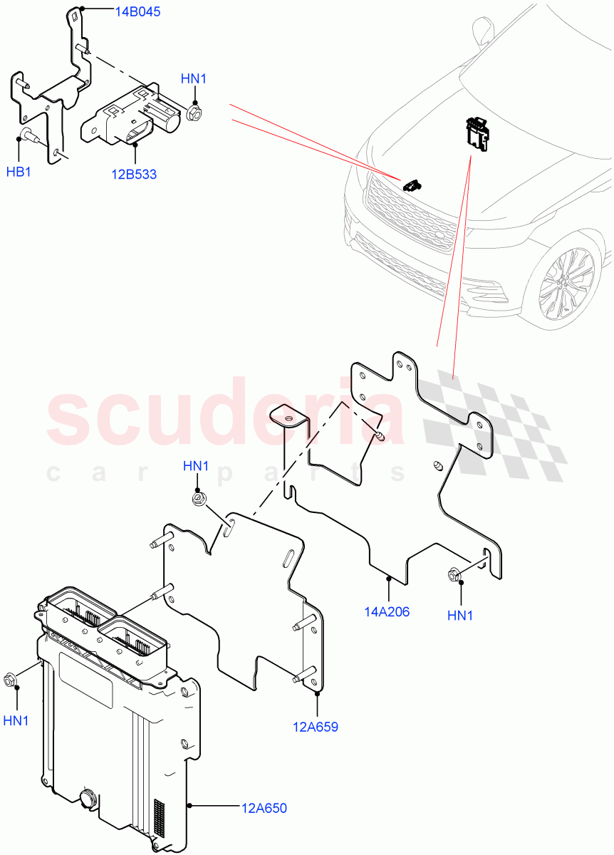Engine Modules And Sensors (2.0L I4 DSL MID DOHC AJ200, LHD, 2.0L I4 DSL HIGH DOHC AJ200) of Land Rover Land Rover Range Rover Velar (2017+) [2.0 Turbo Diesel]