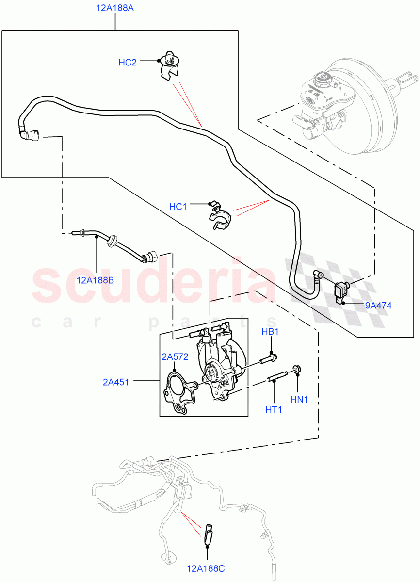 Vacuum Control And Air Injection (Vacuum Pump And Hoses, Solihull Plant Build) (3.0 V6 Diesel, 8 Speed Auto Trans ZF 8HP70 4WD, LHD) ((V) FROMHA000001) of Land Rover Land Rover Range Rover Sport (2014+) [3.0 Diesel 24V DOHC TC]