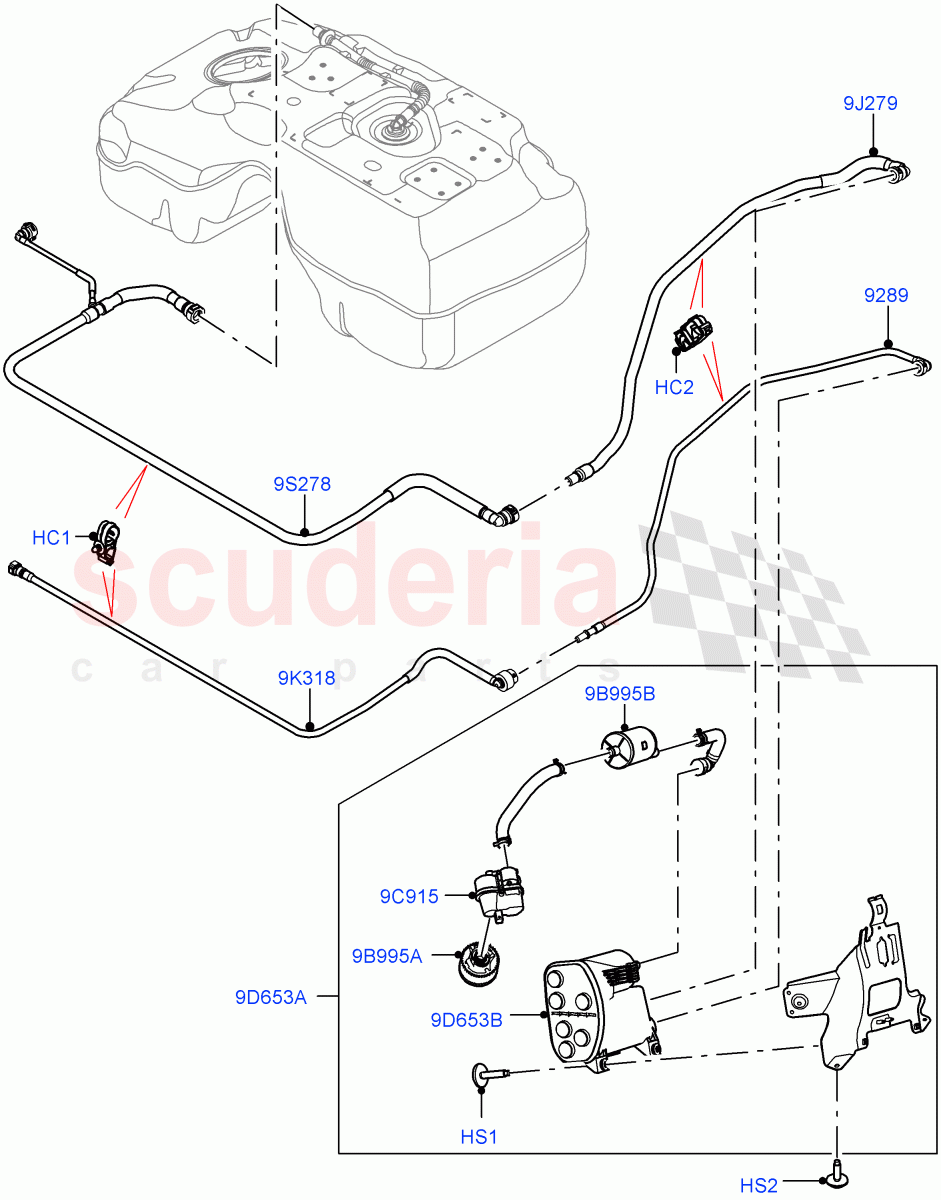 Carbon Canister (1.5L AJ20P3 Petrol High, Halewood (UK), Fuel Tank Filler Neck - DMTL) ((V) FROMMH000001) of Land Rover Land Rover Discovery Sport (2015+) [1.5 I3 Turbo Petrol AJ20P3]