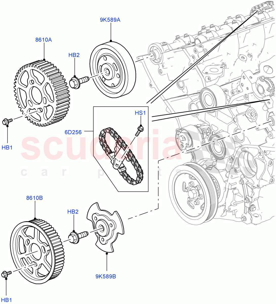 Timing Gear (Solihull Plant Build, Upper) (3.0 V6 Diesel) ((V) FROMAA000001) of Land Rover Land Rover Range Rover Velar (2017+) [3.0 Diesel 24V DOHC TC]