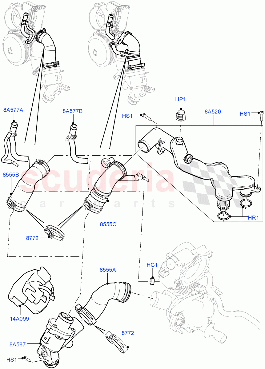 Thermostat/Housing & Related Parts (5.0L OHC SGDI NA V8 Petrol - AJ133) of Land Rover Land Rover Range Rover (2012-2021) [5.0 OHC SGDI NA V8 Petrol]