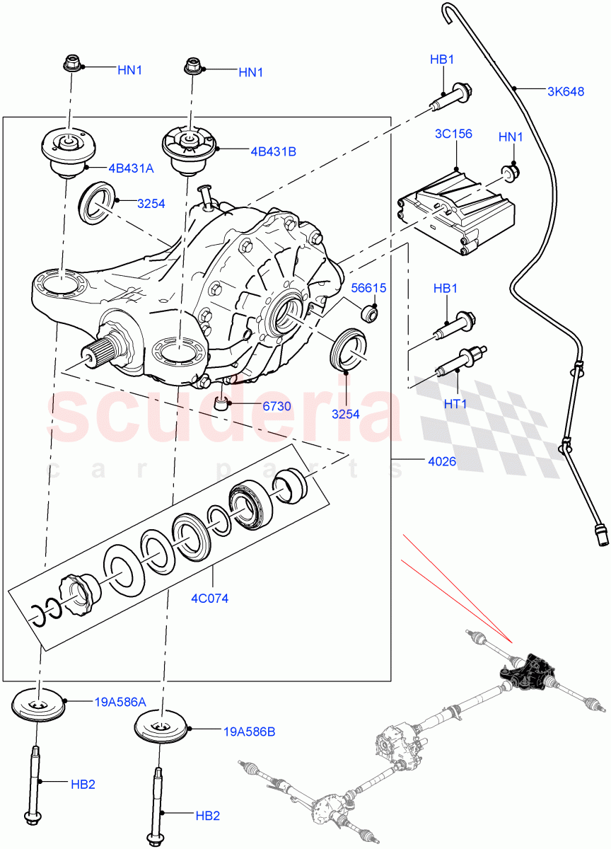 Rear Axle (3.0L DOHC GDI SC V6 PETROL, 8 Speed Auto Trans ZF 8HP70 4WD, Rear Axle Open Style Differential, 8 Speed Auto Trans ZF 8HP45, 4.4L DOHC DITC V8 Diesel, 3.0 V6 Diesel) ((V) TOGA999999) of Land Rover Land Rover Range Rover Sport (2014+) [2.0 Turbo Petrol GTDI]