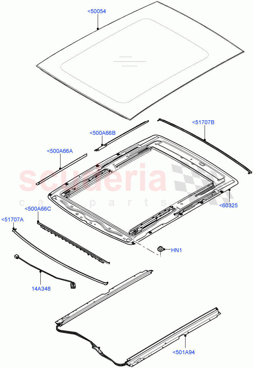 Sliding Roof Mechanism And Controls (Sunroof Frame) (With Roof Conversion-Panorama Roof) ((V) FROMFA000001) of Land Rover Land Rover Range Rover (2012-2021) [3.0 I6 Turbo Diesel AJ20D6]