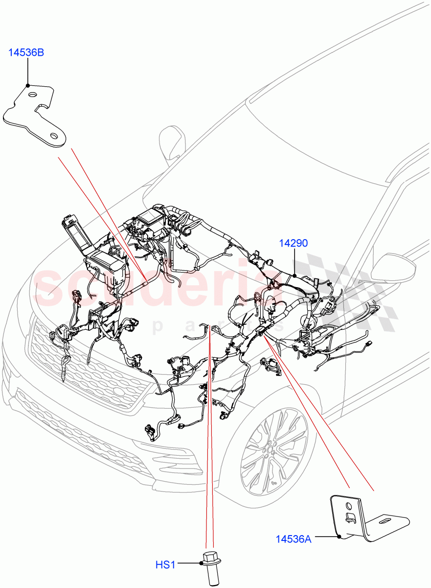 Engine Bay Harness ((V) FROMMA000001, (V) TOMA999999) of Land Rover Land Rover Range Rover Velar (2017+) [3.0 I6 Turbo Petrol AJ20P6]