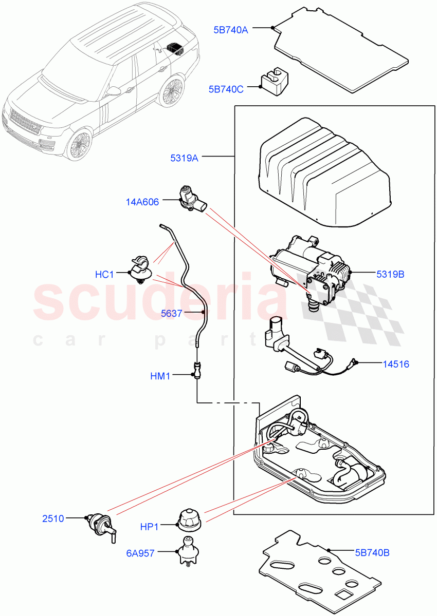 Air Suspension Compressor And Lines (Compressor Assy) (2.0L AJ200P Hi PHEV) ((V) FROMJA000001) of Land Rover Land Rover Range Rover (2012-2021) [3.0 Diesel 24V DOHC TC]