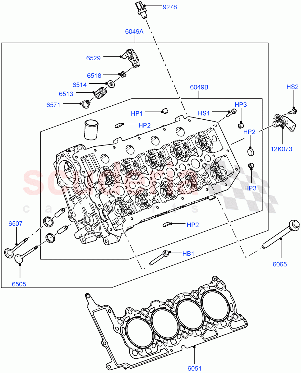 Cylinder Head (LH) (3.6L V8 32V DOHC EFi Diesel Lion) ((V) FROMAA000001) of Land Rover Land Rover Range Rover (2010-2012) [3.6 V8 32V DOHC EFI Diesel]