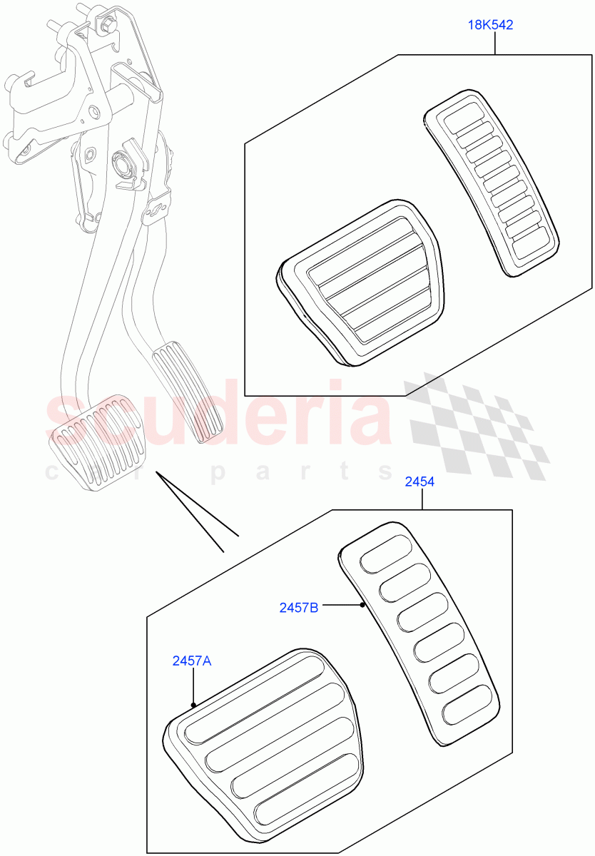 Brake And Clutch Controls (Kit) (Unique Met Finish Foot Pedals Pads) ((V) FROMGA000001) of Land Rover Land Rover Range Rover (2012-2021) [3.0 I6 Turbo Petrol AJ20P6]