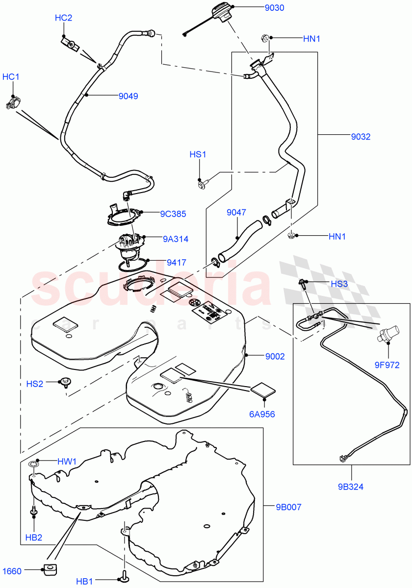 Fuel Tank & Related Parts (5.0L OHC SGDI SC V8 Petrol - AJ133, 5.0L P AJ133 DOHC CDA S/C Enhanced, 5.0 Petrol AJ133 DOHC CDA) of Land Rover Land Rover Range Rover (2012-2021) [5.0 OHC SGDI SC V8 Petrol]