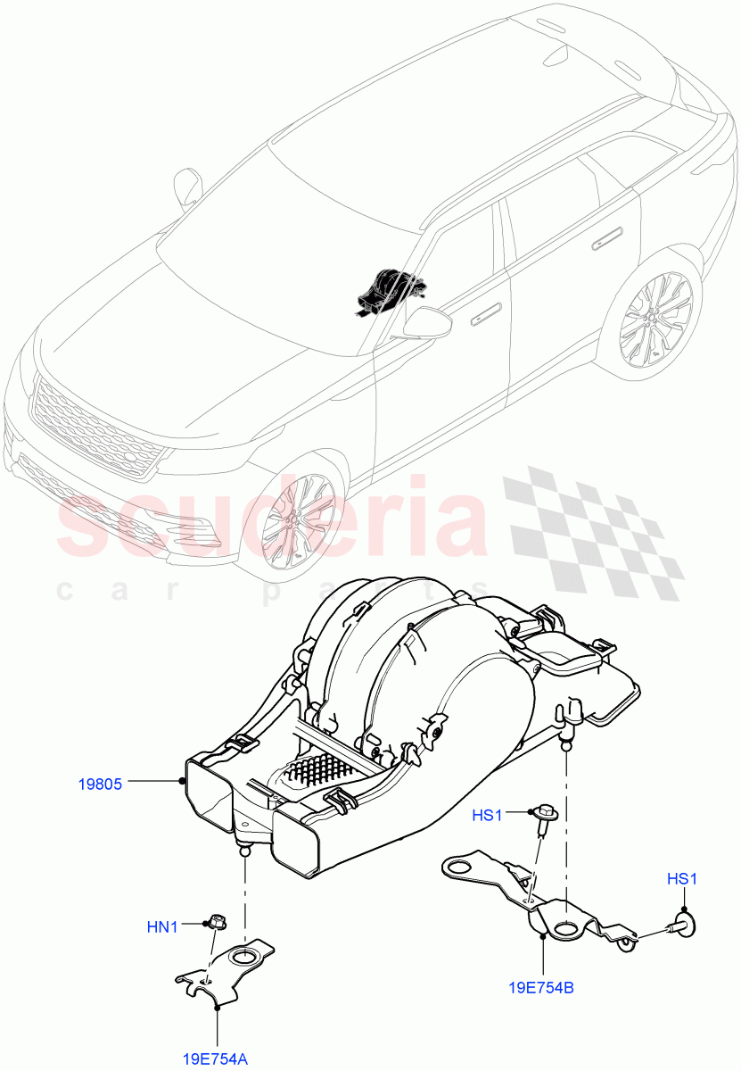 Heater/Air Cond.Internal Components (Auxiliary Blower) (Premium Air Conditioning-Front/Rear) of Land Rover Land Rover Range Rover Velar (2017+) [3.0 DOHC GDI SC V6 Petrol]