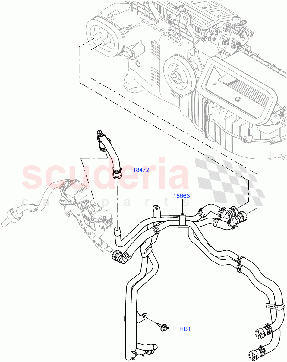 Heater Hoses (Front) (2.0L I4 DSL HIGH DOHC AJ200, With Fuel Fired Heater, With Air Conditioning - Front/Rear, Less Park Heating) ((V) FROMJA000001) of Land Rover Land Rover Range Rover Sport (2014+) [3.0 I6 Turbo Diesel AJ20D6]