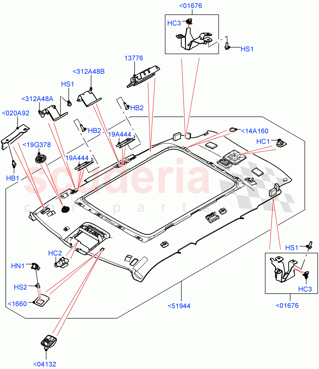 Headlining And Sun Visors (With Roof Conversion-Panorama Power, Itatiaia (Brazil), With Roof Conversion-Panorama Roof) of Land Rover Land Rover Range Rover Evoque (2019+) [2.0 Turbo Diesel]