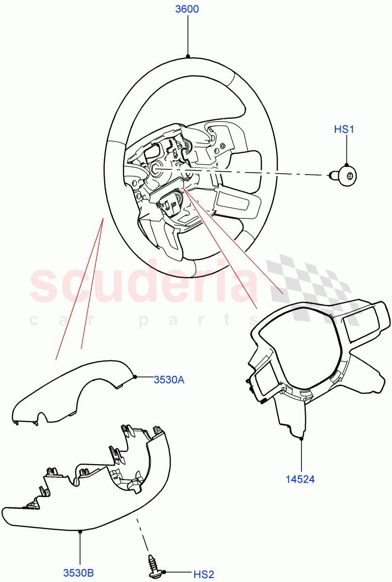 Steering Wheel (Nitra Plant Build) ((V) FROMM2000001) of Land Rover Land Rover Discovery 5 (2017+) [3.0 DOHC GDI SC V6 Petrol]